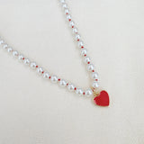 Silky Thread Heart Charm Necklace
