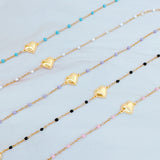 Dainty Color Dots Chain Heart Bracelet