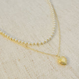 Pearls And Heart Locket Layered Necklace