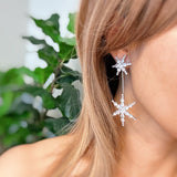 Pendientes llamativos con forma de estrella doble