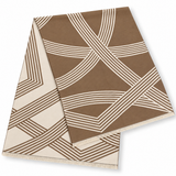Ellison+Young Luxe Abstract Swirl Stripe Shawl Scarf in Camel Ivory, camel swirl stripes on ivory with fringed ends