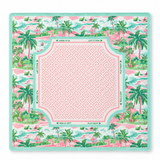 Mahjong game mat with a tropical beach-themed print