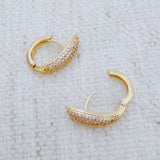 Gold mini hoop earrings with curved wave texture – simple yet elegant design