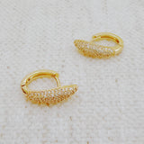 Gold mini hoop earrings with curved wave texture – simple yet elegant design