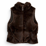 Real Feel Faux Mink Vest Hooded And Effortless on person zipped up