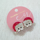 Glam Santa Claus face earrings – sparkling holiday-themed studs