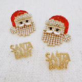 Glam Santa Claus face earrings – sparkling holiday-themed studs