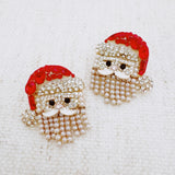 Glam Santa Claus face earrings – sparkling holiday-themed studs