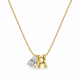 Sculptural Initial Pear Crystal Necklace – Gold Letter N Charm with Pear-Cut Crystal
