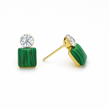 Chic stud earrings featuring a combination of a shimmering stone and polished natural stone accent. These earrings blend refined sparkle with modern design, perfect for elevating both casual and dressy looks.