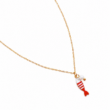 Necklace with red fish charm and pearl – cute nautical vibe