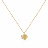 Necklace with a red heart-shaped pendant on a white background