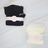 Set of two socks featuring tulle top accents with neatly lined-up bows, offering a delicate and elegant touch to any outfit.