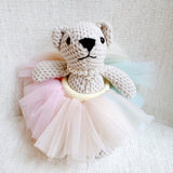 Adorable bag charm featuring a ballerina bear dressed in a tutu with a scrunchie-style attachment—adding a whimsical and playful touch to any bag or backpack.