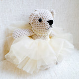 Adorable bag charm featuring a ballerina bear dressed in a tutu with a scrunchie-style attachment—adding a whimsical and playful touch to any bag or backpack.