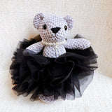 Adorable bag charm featuring a ballerina bear dressed in a tutu with a scrunchie-style attachment—adding a whimsical and playful touch to any bag or backpack.