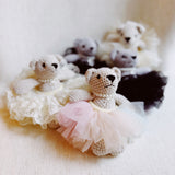 Adorable bag charm featuring a ballerina bear dressed in a tutu with a scrunchie-style attachment—adding a whimsical and playful touch to any bag or backpack.