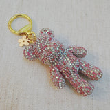 Pink crystal bear bag charm with gold clasp – sparkly and adorable accessory