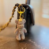 Pink crystal bear bag charm with gold clasp – sparkly and adorable accessory