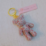 Pink crystal bear bag charm with gold clasp – sparkly and adorable accessory