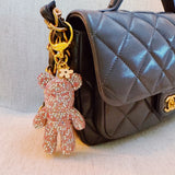 Pink crystal bear bag charm with gold clasp – sparkly and adorable accessory