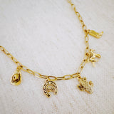 Cowgirl charm necklace with hat, boots, and horse – western fashion vibe