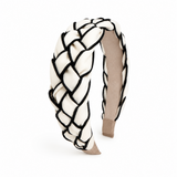 Braided headband with beige center on a white background
