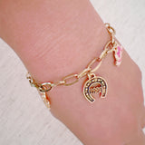 Charm bracelet with cactus and horseshoe – western good luck bracelet