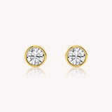 Bezel Set Round Cut Diamond Studs 1 TCW - 14k Solid Gold