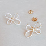 Fiore Bow Pavé Stud Earrings - Moissanite & Gold Plated Sterling Silver