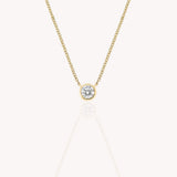 Bezel Set Round Diamond Necklace 0.5 Carats - 14k Solid Gold