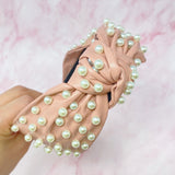 Diadema de cuero vegano perlado