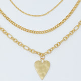Juego de 3 collares de cadena a capas con dije de corazón