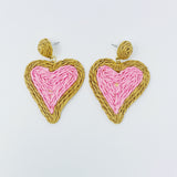 Pendientes de rafia con corazón Sunny Days