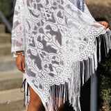 Kimono élégant à franges en dentelle