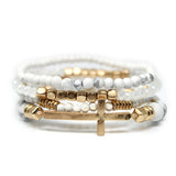 Juego de 4 pulseras de cuentas de piedra y madera.