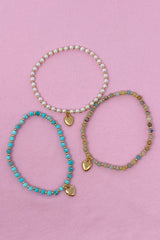 Bracelet de cheville coeur en perles de pierre