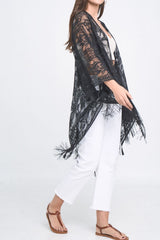 Kimono élégant à franges en dentelle