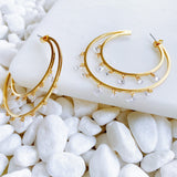 Pendientes colgantes de cristal con aro doble