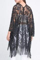 Kimono élégant à franges en dentelle