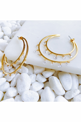 Pendientes colgantes de cristal con aro doble