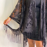 Kimono élégant à franges en dentelle