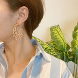 Pendientes colgantes de cristal con aro doble