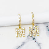 Crystal Initial Drop Earrings