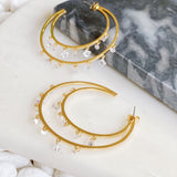 Pendientes colgantes de cristal con aro doble