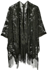 Kimono élégant à franges en dentelle