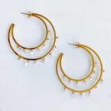 Pendientes colgantes de cristal con aro doble