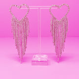 Pendientes Corazón Brillantes Con Flecos