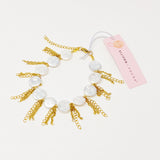 Bracelet de perles de coquillage à franges et chaîne