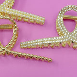 Ensemble de griffes à cheveux avec pierres précieuses dorées